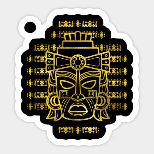 Gold  Aztec Inca Mayan Mask Sticker